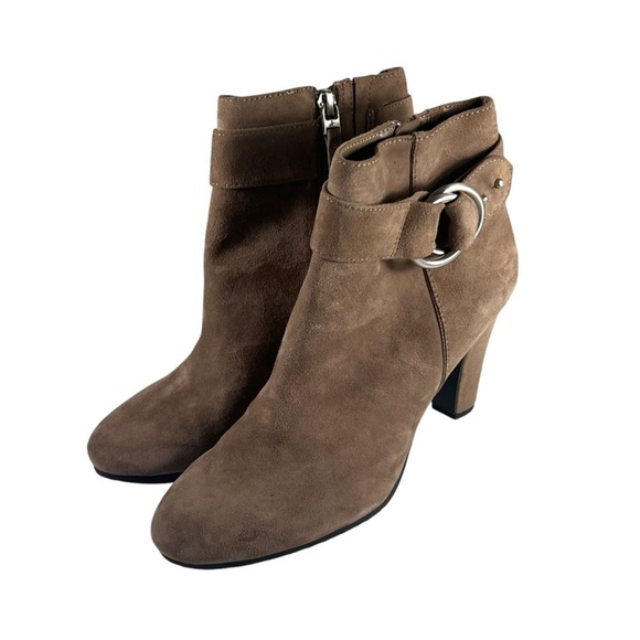 Sam Edelman Womens Taupe Shaleigh Suede Heeled Ankle Booties Shoe Size 6.5 - Picture 1 of 13
